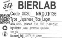 Brouwerij Stijl, Bierlab Japanese Rice Lager