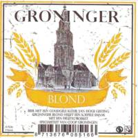 Buitenlandse bieren voor Nederlandse markt (etiket Nederlandse plaatsnaam), Groninger Blond