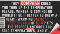 Kompaan Dutch Craft Beer Company, Baltic Porter Kompaan Dutch Craft Beer Company, Baltic Porter