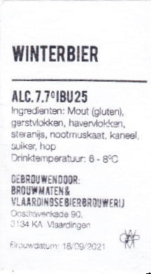 Vlaardingse Bierbrouwerij, Winterbier Vlaardingse Bierbrouwerij, Winterbier