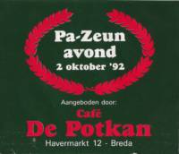 Buitenlandse bieren voor Nederlandse markt (etiket Nederlandse plaatsnaam), Pa-Zeun avond 1992