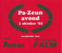 Buitenlandse bieren voor Nederlandse markt (etiket Nederlandse plaatsnaam), Pa-Zeun avond 1993