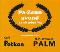 Buitenlandse bieren voor Nederlandse markt (etiket Nederlandse plaatsnaam), Pa-Zeun avond 1994