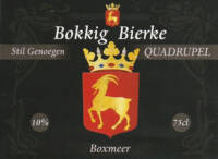Buitenlandse bieren voor Nederlandse markt (etiket Nederlandse plaatsnaam), Stil Genoegen Quadrupel Bokkig Bierke