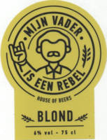 Buitenlandse bieren voor Nederlandse markt (etiket Nederlandse plaatsnaam), Blond.  Mijn Vader Is een Rebel