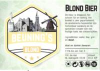 Buitenlandse bieren voor Nederlandse markt (etiket Nederlandse plaatsnaam), Beuning's Blond