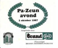 Bierbrouwerij Brand, Pa-Zeun avond 1987