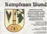 Stadsbrouwerij De Kemphaan BV, Kemphaan Blond