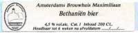 Amsterdams Brouwhuis Maximiliaan, Bethaniën Bier