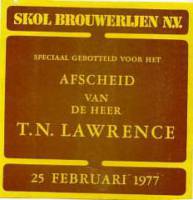 Oranjeboom Bierbrouwerij, Afscheid T.N. Lawrence