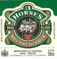 Oranjeboom Bierbrouwerij, 3 Horses Holland Lager Beer
