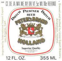 Oranjeboom Bierbrouwerij, Peter's Brand Holland Dutch Pilsener Beer