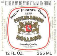 Oranjeboom Bierbrouwerij, Peter's Brand Holland Pilsener Beer