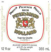 Oranjeboom Bierbrouwerij, Peter's Brand Holland Dutch Pilsener Beer