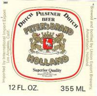 Oranjeboom Bierbrouwerij, Peter's Brand Holland Dutch Pilsener Beer
