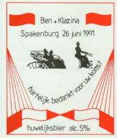 Brouwerij De Drie Ringen, Huwelijksbier Ben & Klazina