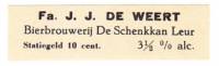 Bierbrouwerij De Schenkkan, Fa. J.J. De Weert