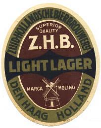 Zuidhollandse Bierbrouwerij (ZHB), Z.H.B. Light Lager Marca Molino