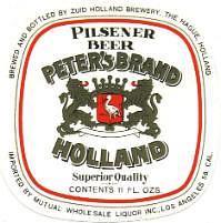 Zuidhollandse Bierbrouwerij (ZHB), Peter's Brand Holland Pilsener Beer