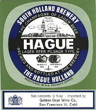 Zuidhollandse Bierbrouwerij (ZHB), Hague Lager Beer Pilsner Type