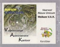 Brouwerij Klein Duimpje, Nieuw Unicum Vogelenzangs Administratie Kantoor Kerstbier