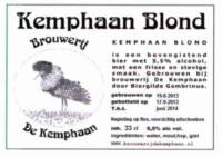 Stadsbrouwerij De Kemphaan BV, Kemphaan Blond
