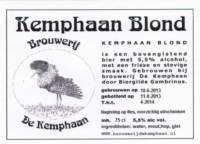 Stadsbrouwerij De Kemphaan BV, Kemphaan Blond