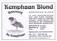 Stadsbrouwerij De Kemphaan BV, Kemphaan Blond