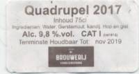 Brouwerij Van de Oirsprong, Quadrupel 2017