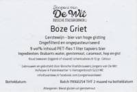Stadsbrouwerij Jongens van De Wit, Boze Griet Gerstewijn