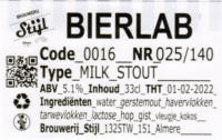 Brouwerij Stijl, Bierlab Milk Stout