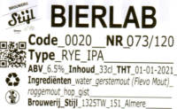 Brouwerij Stijl, Bierlab Rye IPA