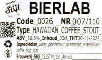 Brouwerij Stijl, Bierlab Hawaiian coffee stout