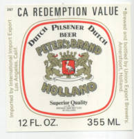 Oranjeboom Bierbrouwerij, Peter's Brand Holland Pilsener Beer