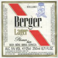 Buitenlandse bieren voor Nederlandse markt (etiket Nederlandse plaatsnaam), Berger Lager Pilsener Bier