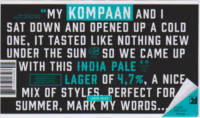 Kompaan Dutch Craft Beer Company, India Pale Lager Kompaan Dutch Craft Beer Company, India Pale Lager