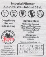 Jopen B.V., Imperial Pilsener