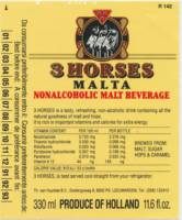 Oranjeboom Bierbrouwerij, 3 Horses Malta Nonalcoholic Malt Beverage