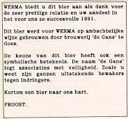 Bierbrouwerij de Gans, Werma Bierbrouwerij de Gans, Werma