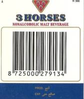 Oranjeboom Bierbrouwerij, 3 Horses Nonalcoholic Malt Beverage