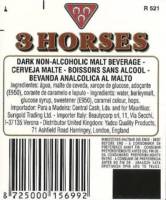 Oranjeboom Bierbrouwerij, 3 Horses Dark Nonalcoholic Malt Beverage