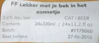 Uiltje Brewing Company, FF Lekker met je bek in het zonnetje