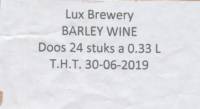 Brewery Lux, Barley Wine Brewery Lux, Barley Wine