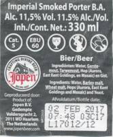 Jopen B.V., (Zwarte Ziel) Imperial Smoked Porter B.A.