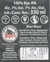 Jopen B.V., (Viva El Rye) 100% Rye IPA