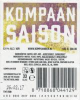 Kompaan Dutch Craft Beer Company, Saison