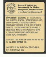 Brouwerij De Molen, Gouverment Warning (Agemeen voor USA)