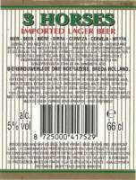 United Dutch Breweries, 3 Horses Imported lager Beer