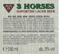 United Dutch Breweries, 3 Horses Imported Lager Beer