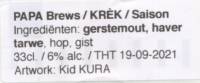 Papa Brews, Krèk Saison Papa Brews, Krèk Saison